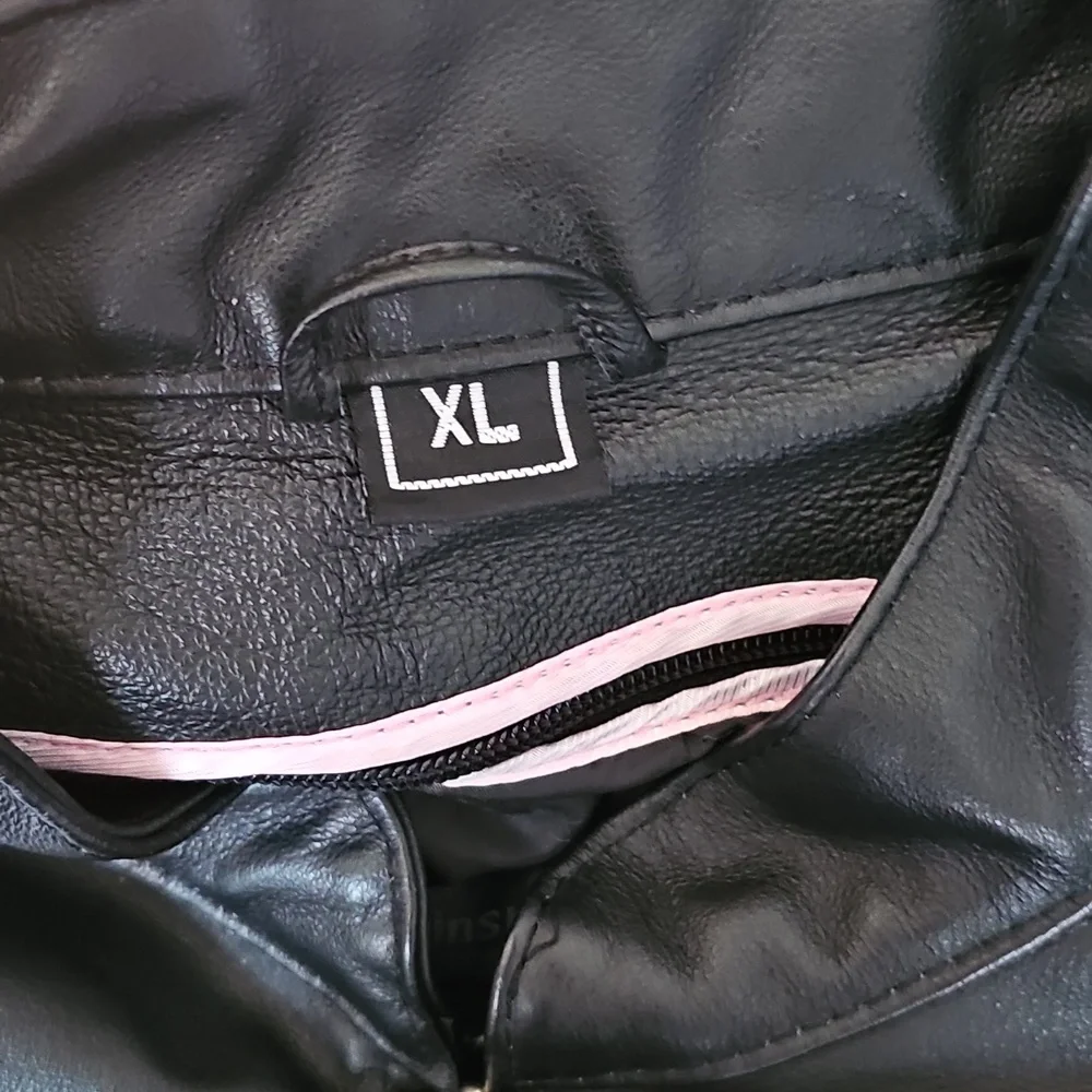 Cycle Leather Jacket XL Pink Gray Black - Picture 2 of 14